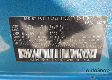 2017 Subaru Impreza 2.0I Sport from USA, damaged, VIN 4S3GKAL66H3602474